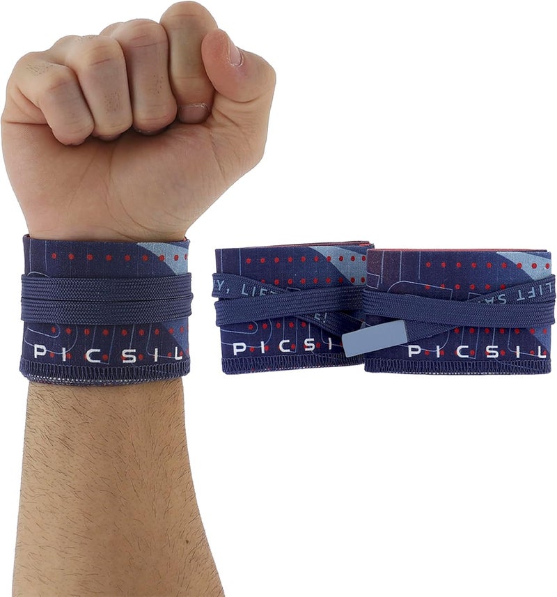 PICSIL Adjustable Wrist Support, Premium Fabric Weightlifting and Yoga Sweat Bands for Gym, for Women and Men, 1 Pair - Image 1
